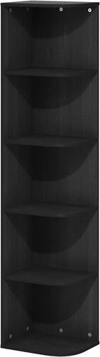 Furinno PASIR Book Shelf, 5-Tier Corner Bookshelf with Open Shelf, Standing Bookcase, 9.3 x 12 x 51.7, for Organization and S
