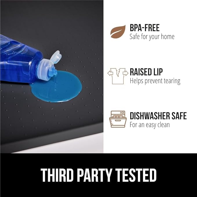 GORILLA GRIP Waterproof Silicone Under Sink Mat with Raised Lip for Kitchen and Bathroom, Cabinet Shelf Liner Stay in Place M