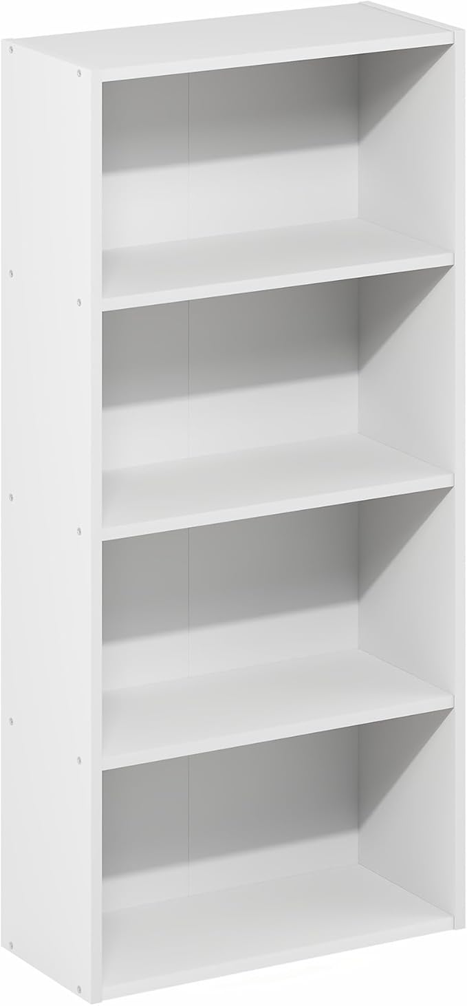 Furinno Basic Book Shelf, 4-Tier Bookcase with Open Shelf, Bookshelf, Cube Storage Organizer, 7 x 17 x 35, for Living Room, B
