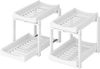 Bamboo Under Sink Organizer and Storage, 2 Pack Pull Out Cabinet Organization, 2 Tier Vertical Slide Out Undersink Storage Sh