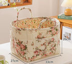 Boho Fabric Storage Basket, Large Capacity Laundry Basket, 12.2'' x 10.23'' x 10.23'' Collapsible Laundry Hamper with Easy Ca