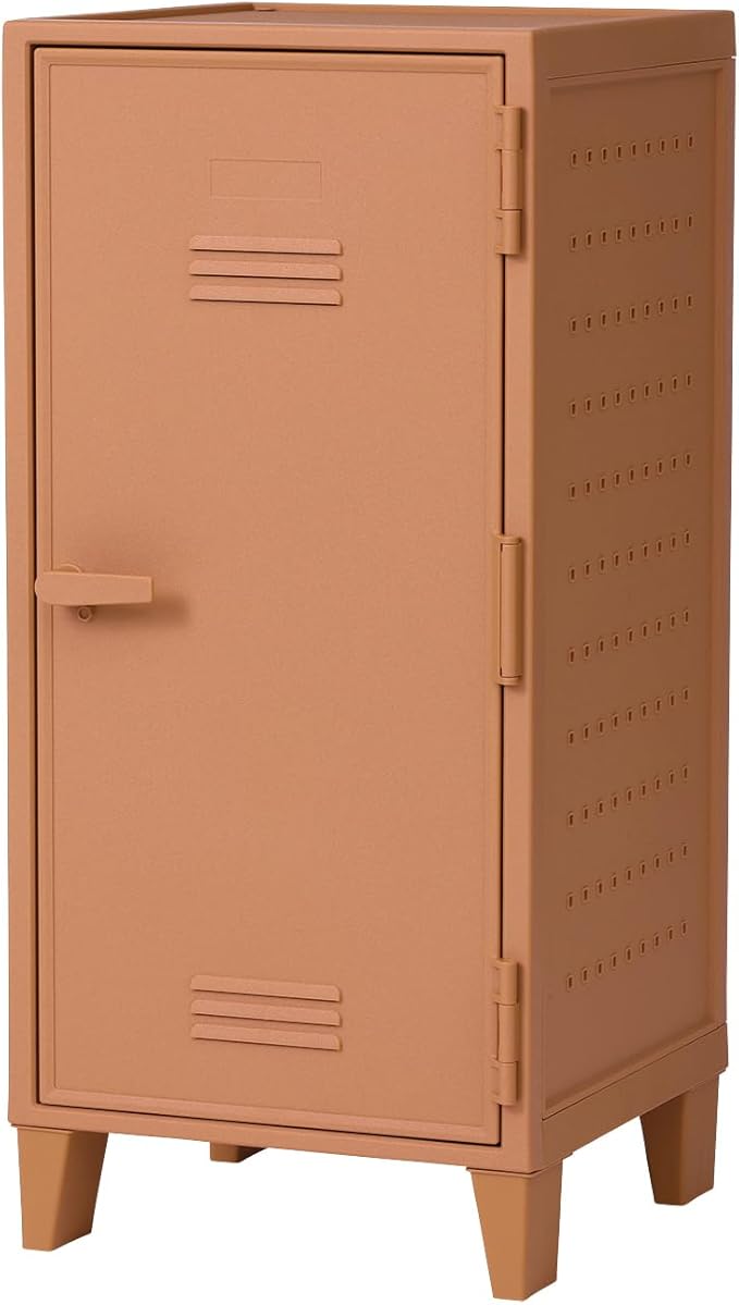 TENMA Orange Retro Cute Locker-Shaped Storage Box, Fits Peg Cabinet, Vertical Storage, Easy Assembly, No Tools Required, Size