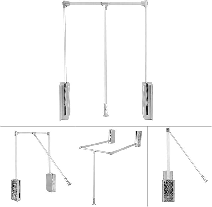 Heavy duty hanger Down Pull Wardrobe Rail Adjustable Clothes Rail Extendable Wardrobe Rail Closet and Wardrobe,Load Capacity 