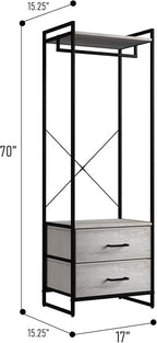 Sorbus Clothing Rack with Drawers - Clothes Stand Dresser - Wood Top, Steel Frame, & Fabric Drawers - Tall Closet Storage Org