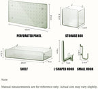 Pegboard Organizer Set for Wall, No-Drill Self-Adhesive Pegboard with Shelf, Storage Box and Hooks, Bathroom Kitchen Wall Org