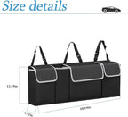 AUCELI Car Trunk Organizer, Backseat Hanging Large Storage with Adjustable Straps, Waterproof Collapsible Cargo Bag with 4 Pockets, Sturdy Space Saver Frees Trunk Floor for SUV, Truck, MPV