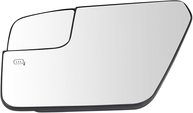 TRQ Left Driver Side Mirror Glass Heated Convex Snap On Compatible with 2021 2022 2023 Ford F-150 FO1324204