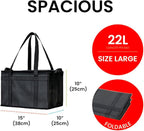 NZ home Insulated Bags for Food Delivery (Large) Grocery Shopping Cooler Bag, Pizza Delivery, Hot & Cold Catering Tote, Reusable, Foldable & Heavy Duty (2 Pack, Black)
