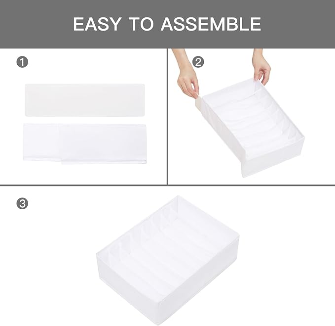 Qozary 4 Pack Drawer Organizers for Clothing, 8 Grids Foldable Closet Organizers and Storage Bins for Bedroom, Dresser Organi
