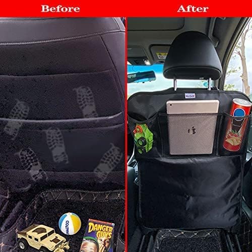 Meolsaek Kick Mats Back Seat Protector, Waterproof Oxford Seat Back Protector, Car Seat Back Protector for Kids, Back of Seat Protector for Kids Feet Car Seat (Black B -1pc)