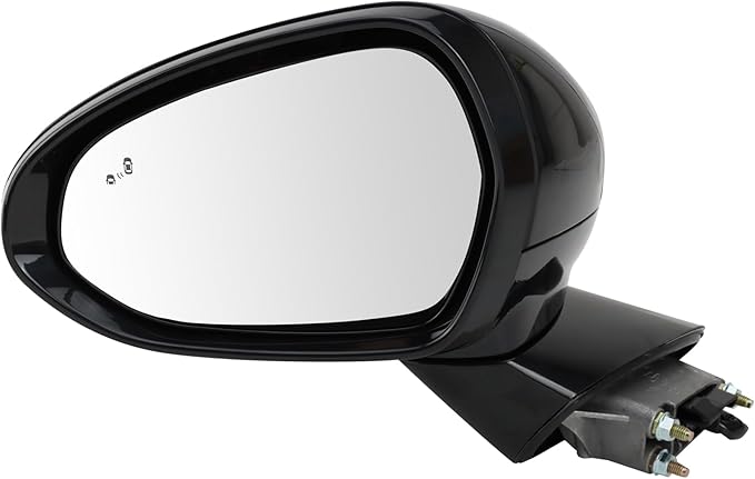 TRQ Driver and Passenger Side Power Heated Mirror Set Smooth Black Without Memory Compatible with 2021-2024 Kia K5