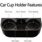 Heart Horse 2Pcs Cup Holder Portable Multifunction Vehicle Seat Cup Cell Phone Drinks Holder Box Car Interior Organizer (Black)
