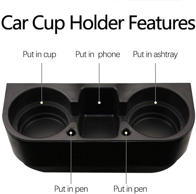 Heart Horse 2Pcs Cup Holder Portable Multifunction Vehicle Seat Cup Cell Phone Drinks Holder Box Car Interior Organizer (Black)