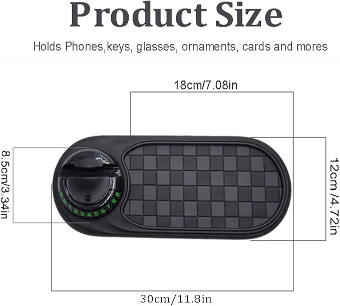 Multifunction Car Anti-Slip Mat, Car Dashboard Mobile Phone Holder, Rotating Anti Slip Mat Auto Phone Holder with Temporary P