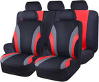 CAR PASS Line Rider Sporty Cloth 11PCS Universal Fit Car Seat Cover -100% Breathable with 5mm Composite Sponge Inside,Airbag 