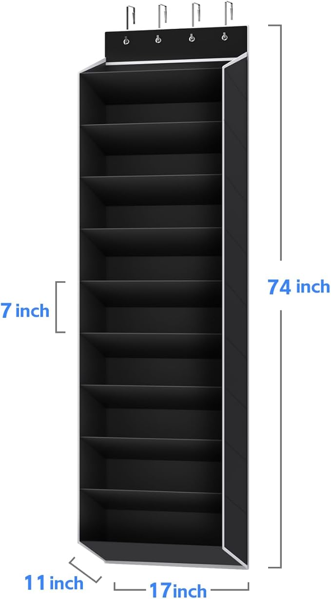 REGELETO 10 Tiers Large Size Over the Door Shoe Organizer Storage, Hanging Shoe Rack for Door with Deep Pockets, Fit 20 Pairs