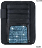 Bling Car Sun Visor Organizer, Rhinestone Multi-Pocket Truck Visor Organizer Pouch with Visor Pen Holder,Glasses Holder,Universal Sunvisor Organizers for Most Cars SUVs -Blue