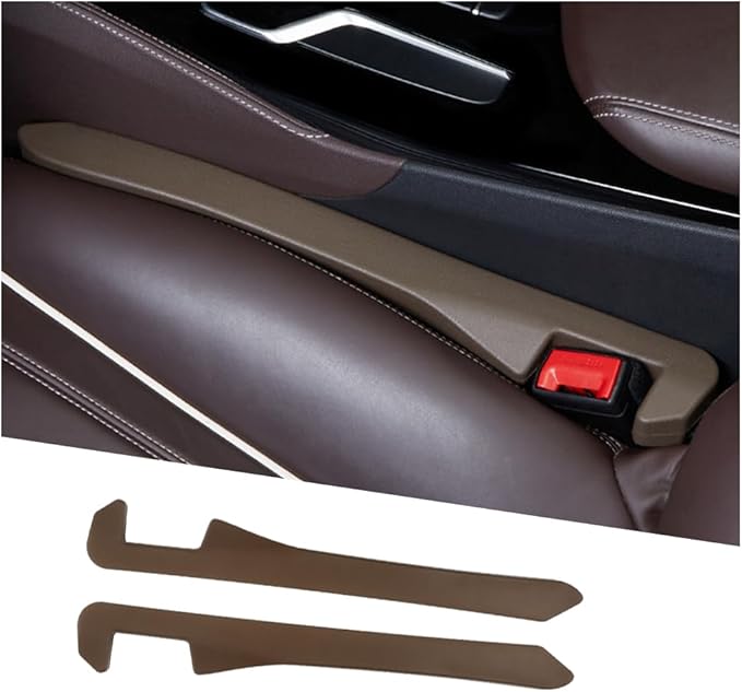 2PCS Car Seat Gap Filler,Flexible in between Car Seat Catcher for Tightly Filling Seats Gaps,Universal Cars Console Catcher Interior Cars Accessories for Women & Men (Brown)