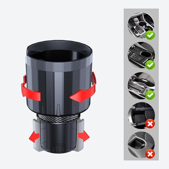 Car Cup Holder Expander, Universal Cup Holder Expander with Adjustable Base, Cup Holder Insert for 10-46 OZ Bottles, Cups, Ex