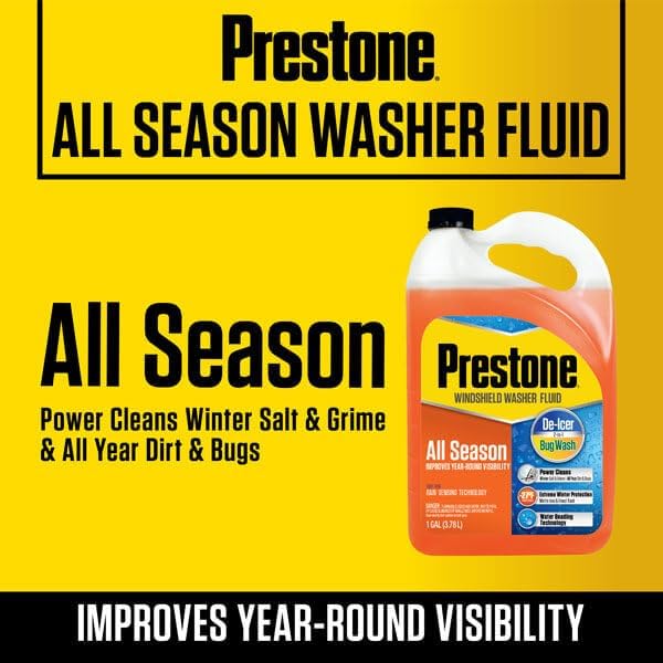 Prestone AS658 Deluxe 2-in-1 Windshield Washer Fluid, 1 Gallon, Pack of 6