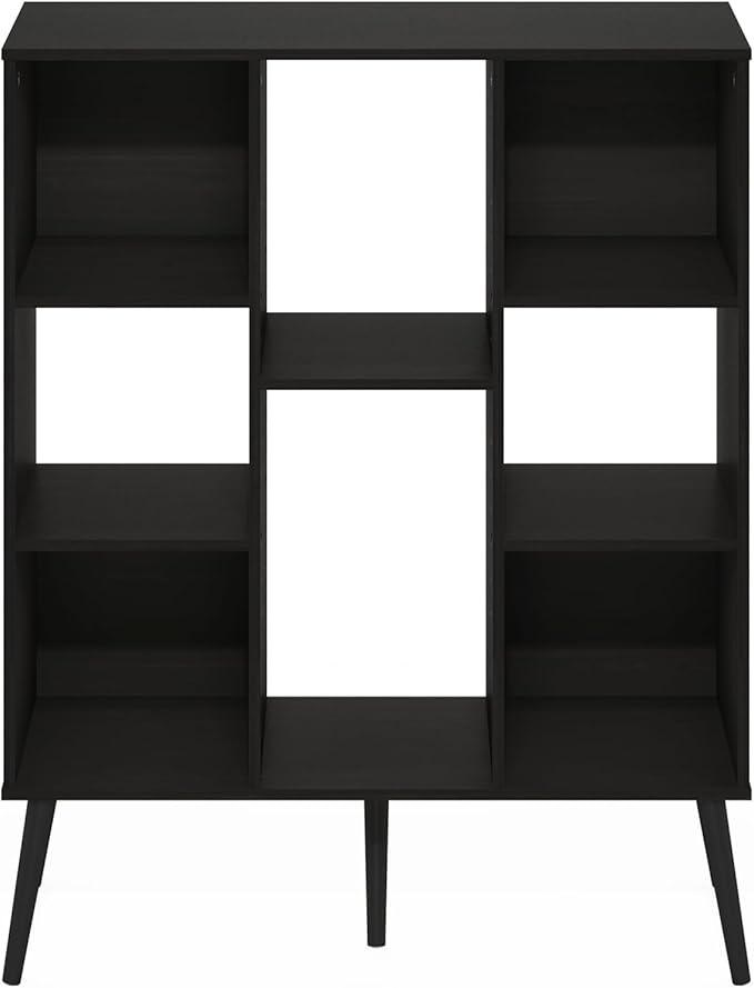 Furinno Claude Mid Century Style Book Shelf, 8-Cube Bookshelf, Cube Storage Organizer Bookcase with Wood Legs, 10.9 x 31.5 x 