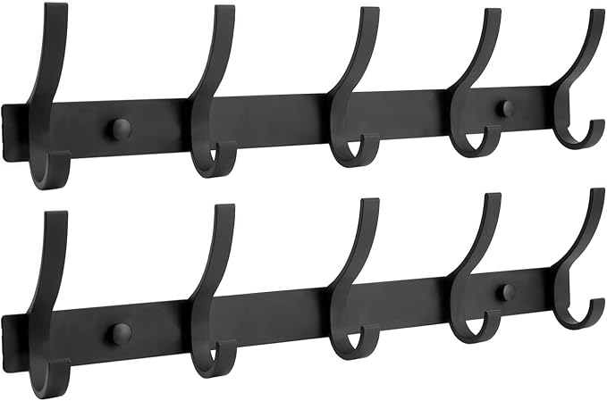 Optish Coat Rack Wall Mount, Coat Hook Wall Mount, Wall Hooks for Hanging, Hat Rack for Walls, Coats Hanger with 10 Hook, Tow