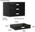 Wooden Storage Box Rustic Desktop Organizer with 3 Drawers Office Desk Accessories Shelf Small Craft Storage Containers Apoth