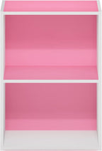 Furinno Luder Bookcase / Book / Storage, 2-Tier, Pink/White