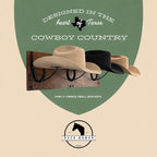 Cowboy Hat Rack For Wall Mount (34.6” x 10.1” x 13.5”) | Wood Cowboy Hat Holder | Hanging Western Hat Rack w/Metal Accents | 