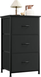 Somdot Dresser for Bedroom with 3 Drawers, Storage Organizer Chest of Drawers with Removable Fabric Bins for Closet Bedside L