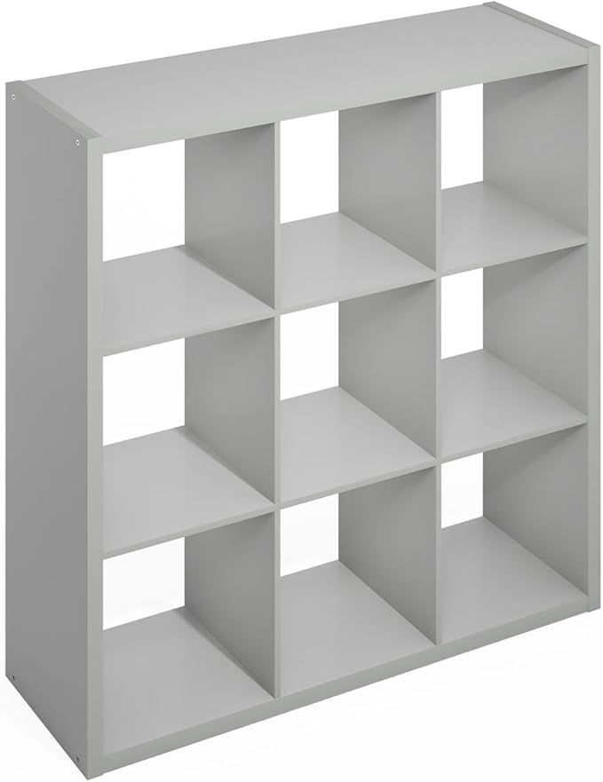 Furinno Simple Cube Storage Organizer, 9-Cube Display Shelf, Open Back Shelving Unit, Storage Shelves, Extra Thick Frame, for