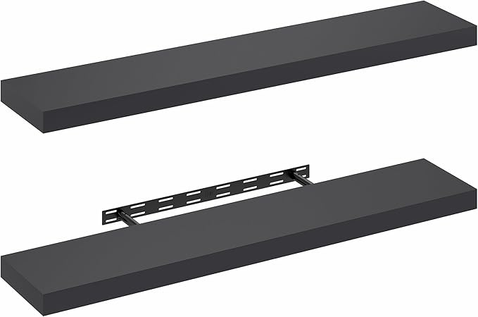 Furinno Tanna Floating Shelves for Wall Set of 2, 9 x 47 Wall Shelf, Wall Mounted Floating Shelf with Invisible Bracket, 2-in