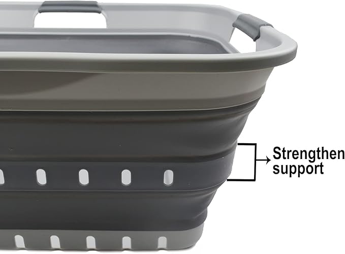 SAMMART 42L (11 gallon) Collapsible Plastic Laundry Basket - Foldable Pop Up Storage Container/Organizer - Portable Basket - 