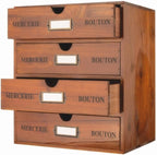 Wooden Storage Box with Drawers Vintage Office Supplies and Accessories Letter Tray Wood Desktop File Organizer 4 Tier Paper 