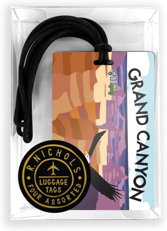 R. Nichols National Parks Luggage Tag Set - Sturdy Waterproof Plastic Travel Labels for Baggage, Suitcases, Backpacks, and Di
