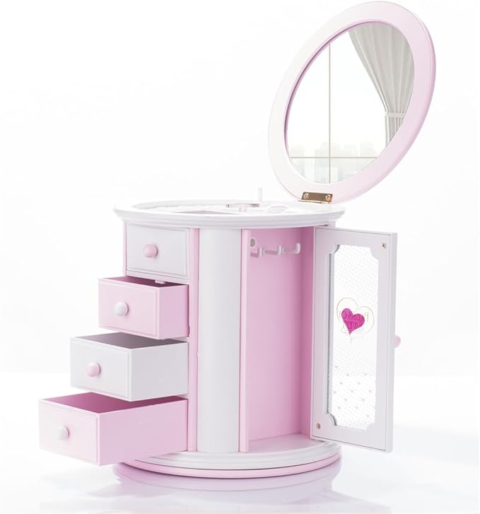 Renawe Girls Musical Jewelry Box Necklace Storage Accessories Gifts Cute Kids Jewelry Boxes for Little Girl Toddler Children 