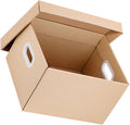 NOLITOY Document File Storage Box with Lid 30l, Kraft Paper Office Document Organizer, Portable File Case for Home and Office