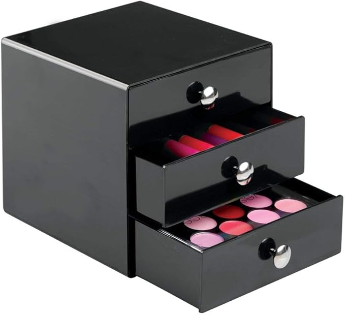 iDesign 35360 3-Drawer Plastic Vanity Organizer, Compact Storage Organization Set for Cosmetics, Dental Supplies, Hair Care, 