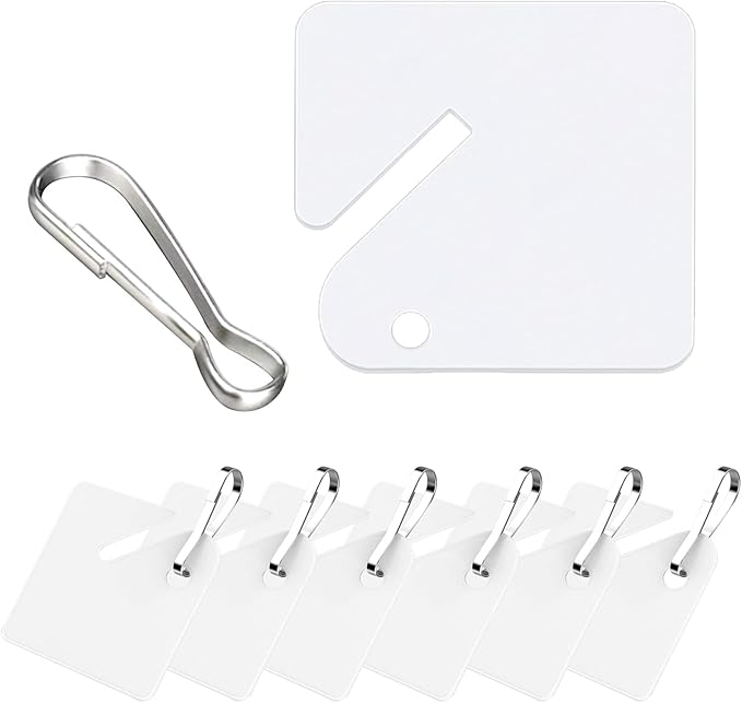 KAKAMINA 100 Pcs Key Tags White Plastic Hanging Tags with Metal Snap Hooks, Tags for Slotted Key Cabinets Boxes Lockers Sturd