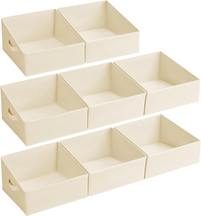 DIMJ Closet Storage Bins 8 Pack - Fabric Trapezoid Closet Organizer Bin, Foldable Storage Baskets for Shelves, Closet Shelf O