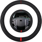 Suede Steering Wheel Cover,Compatible with Land Rover Discovery Range Rover Range Rover Sport Suede Leather Sport Non-Slip Wheel Cover Car Accessories 15.5 16 inch for Man and Women