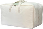 Soft Canvas Clothes Storage Bags with Four Carrying Handles and Clear Window, Closet Organizer for Clothing, Blankets Sheets 