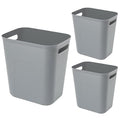 UUJOLY Plastic Small Trash Can Wastebasket, Garbage Container Basket for Bathrooms, Laundry Room, Kitchens, Offices, Kids Rooms, Dorms, 3.5 Gallon, Grey, 3 Pack