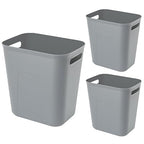 UUJOLY Plastic Small Trash Can Wastebasket, Garbage Container Basket for Bathrooms, Laundry Room, Kitchens, Offices, Kids Rooms, Dorms, 3.5 Gallon, Grey, 3 Pack