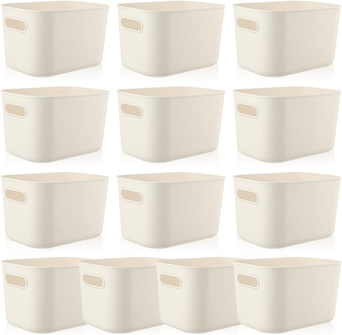 Zopeal Plastic Storage Bins 10 Pcs White Pantry Organizer Bins Small Baskets Storage Containers for Home Kitchen (10 x 7 x 6 