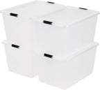 IRIS USA 4-Pack High-Capacity Clip Box with Latching Lids, 55 Quart Storage Bins, Supply Containers for Home, Office & Classr