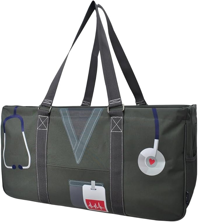 NGIL Extra Large Utility Tote Reusable Grocery Bag Oversized Collapsible for Groceries, Storage, Picnic, Beach (Nurse Life-gray)