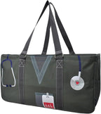 NGIL Extra Large Utility Tote Reusable Grocery Bag Oversized Collapsible for Groceries, Storage, Picnic, Beach (Nurse Life-gray)