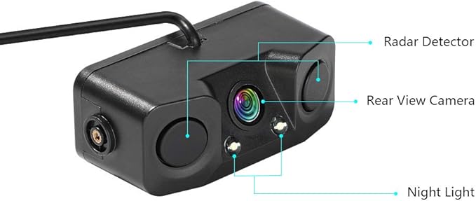 3in1 Backup Camera Kits, 170° Angle Car Rear View Parking Reversing Security Camera with One Buzzer,Two Radar Sensor HD Night Vision Waterproof for Truck SUV Van RV ect BC005