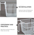 MAGICLULU Punch-Free Hanging Storage Basket 2-Pack Stainless Steel Wire Organizer with Drainage for Kitchen and Bathroom Spac